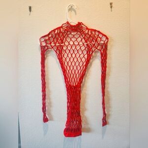Savage x Fenty Red Fishnet Dress